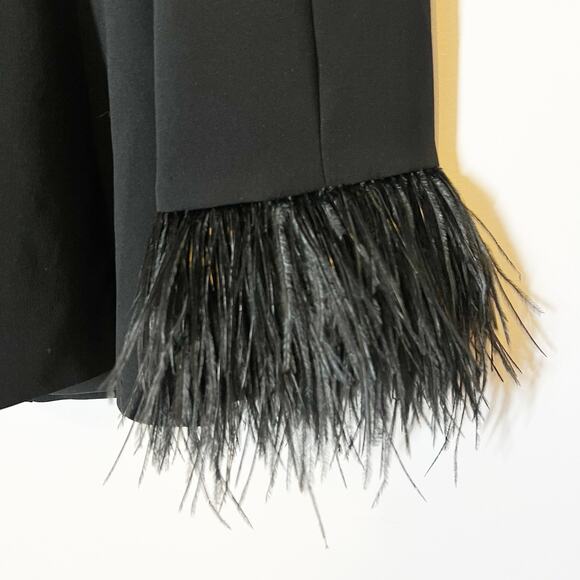 Cinq a Sept Ostrich Feather Black Cheyenne Blazer Size 6 - Picture 6 of 11
